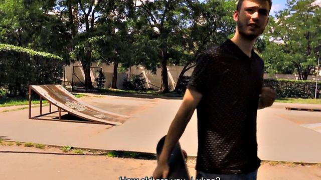 Real amateur skater assfucked in forest in POV