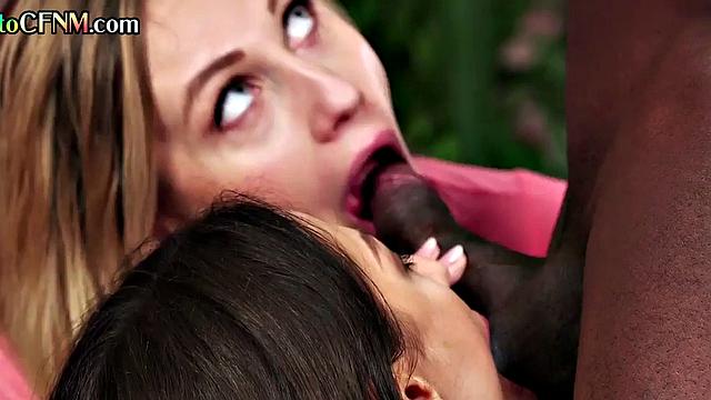 CFNM femdom MILFs jerking and sucking BBC till cum