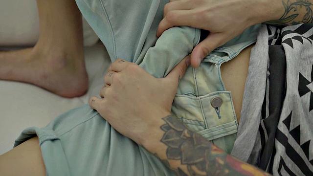 Smooth studs barebacking and sucking in erotic action