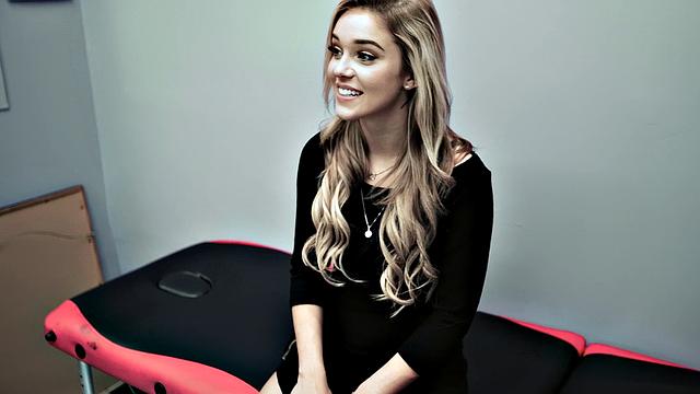 Curly-haired blonde GF adores getting her bald pussy pounded from behind