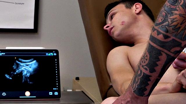 Analfucked twink penetrated by doctor while friend watches