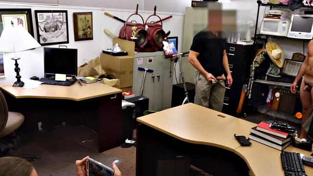 Gay pawn threesome assdrilled in the office by shop owners