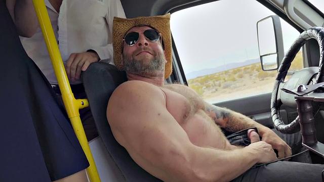 Bisexual redhead MILF fucked in bus 3some