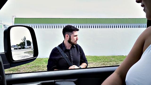 Muscular hunk pleases a hairy-haired babe in the backseat after a hot casting