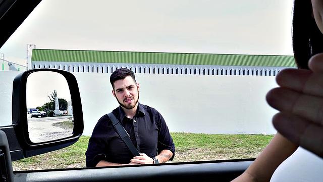 Muscular hunk pleases a hairy-haired babe in the backseat after a hot casting