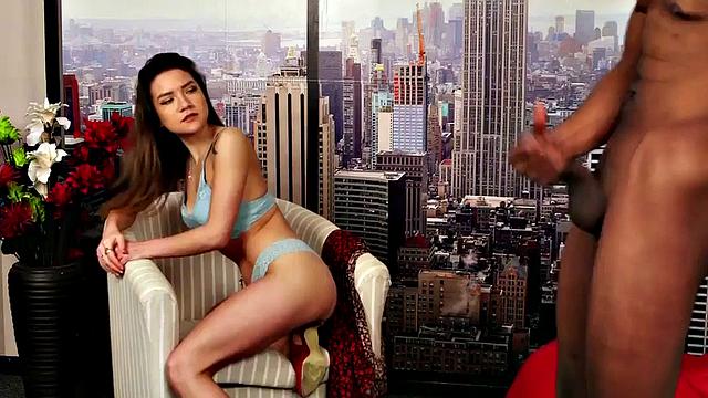 Petite 21yo British voyeur in lingerie teases black