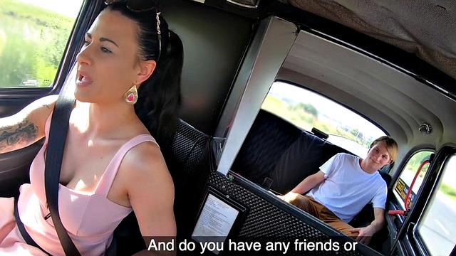 Taxi driving eurobabe rides and gets spoon fucked after bj