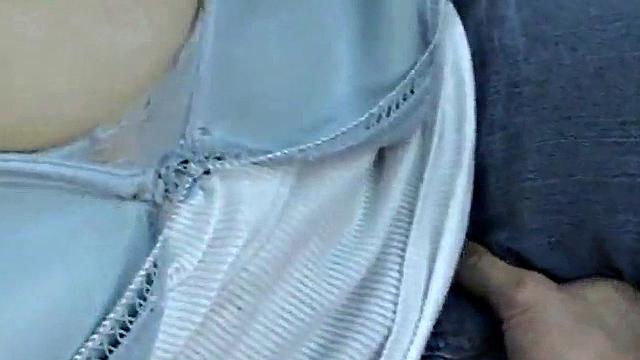 Busty blonde blows dick in POV car park