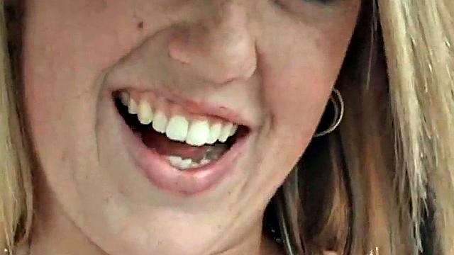 Busty blonde blows dick in POV car park