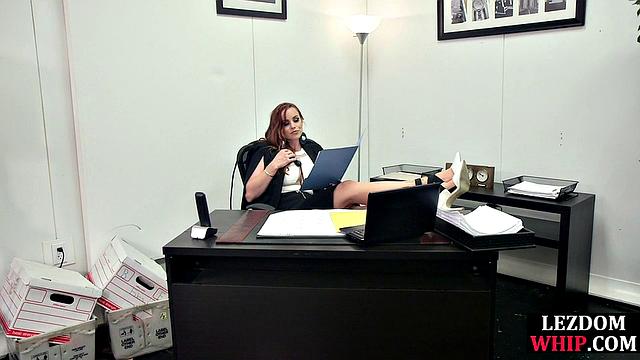 Tied-up cutie dominated by lezdom