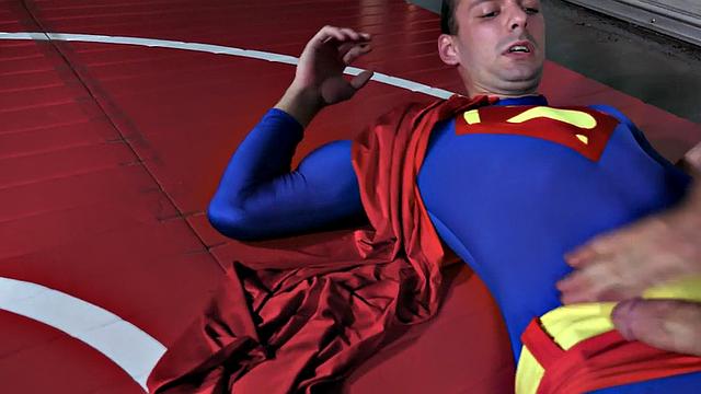 Cosplay gay bottom bareback fucked by wrestler for facial