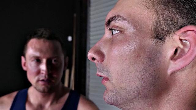 Cosplay gay bottom bareback fucked by wrestler for facial