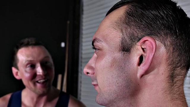 Cosplay gay bottom bareback fucked by wrestler for facial