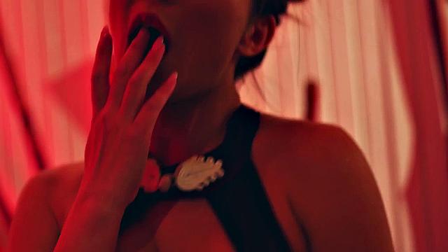 Big-titted Asian babe squirting while riding BF's cock