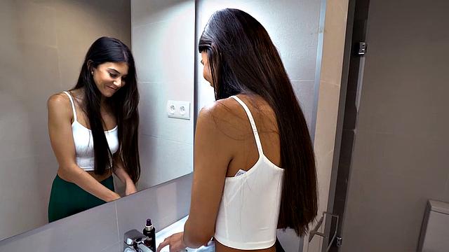 Cute latina maid deepthroat before analfucking