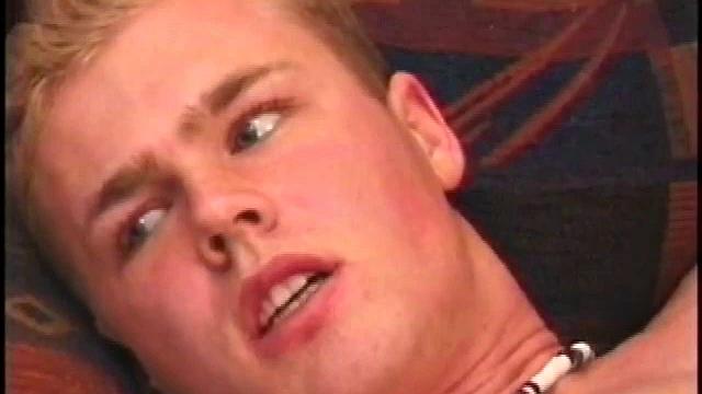 Relaxing on the sofa, Brett Peters announces that he hasn't busted a nut for a few days and that he really wants to shoot. That big floppy cock doesn't turn into a major stiffy until his fingers find his asshole.