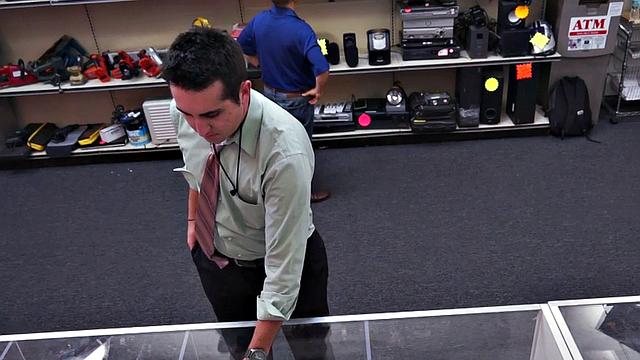 Hairy customer gets her anal hole drilled in a wild 3some bareback