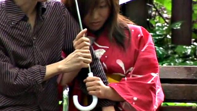 Petite MILF pussy toyed in public