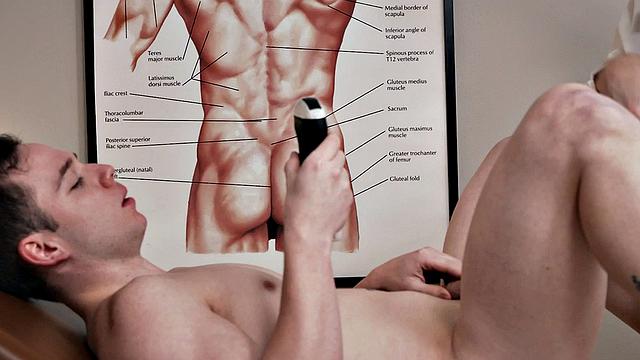 Tall DILF doctor fucks petite twink in infirmary