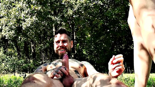 Hungarian hottie with small tits and bald pussy takes on a massive cock in park