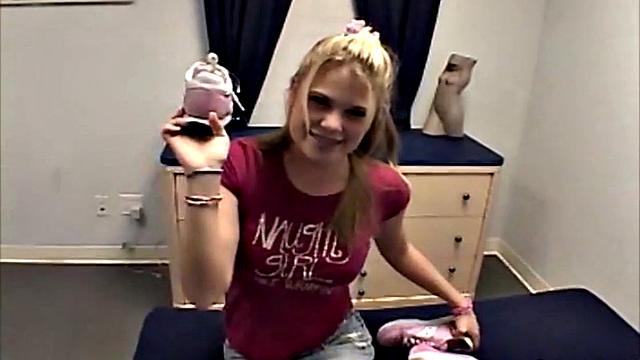 Little Summer with natural tits and fingering