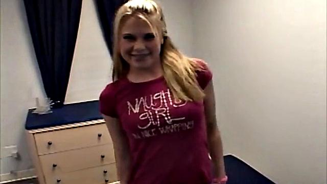 Little Summer with natural tits and fingering