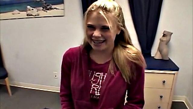 Little Summer with natural tits and fingering