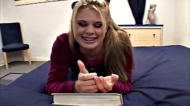 Little Summer with natural tits and fingering