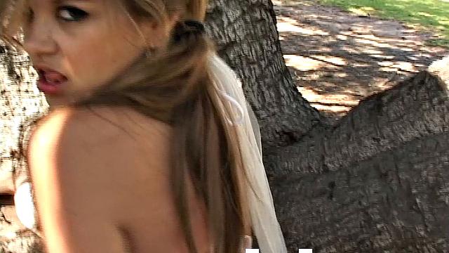 Teen Topanga fingering at forest