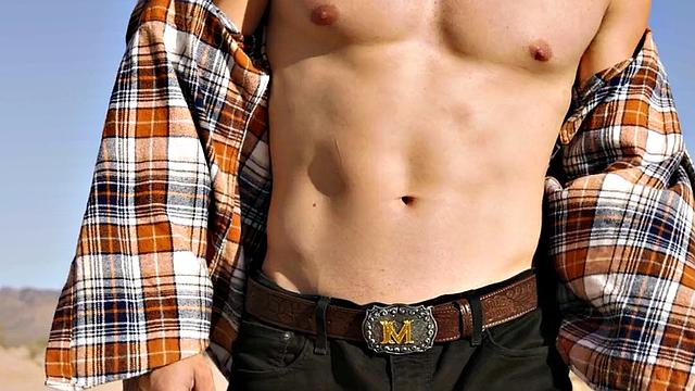 Man fucks cowboy ass outdoors in desert until cum