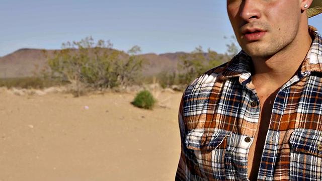Man fucks cowboy ass outdoors in desert until cum