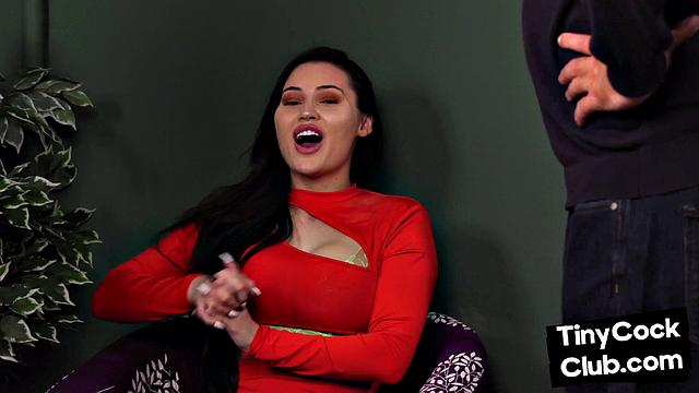 SPH domina with fake boobs watches losers wank for her