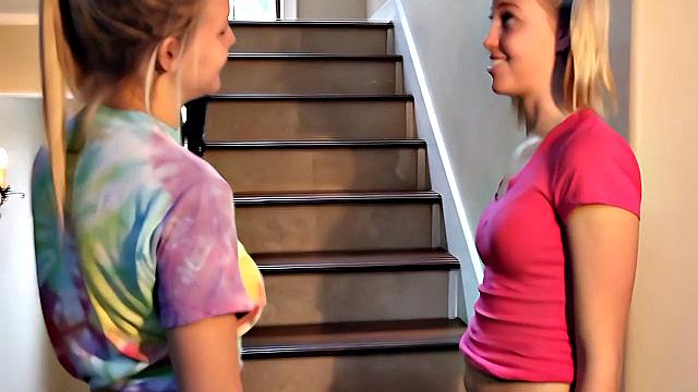 Две лесбиянки раздеваются и дрочат друг другу пальцами перед камерой POV.