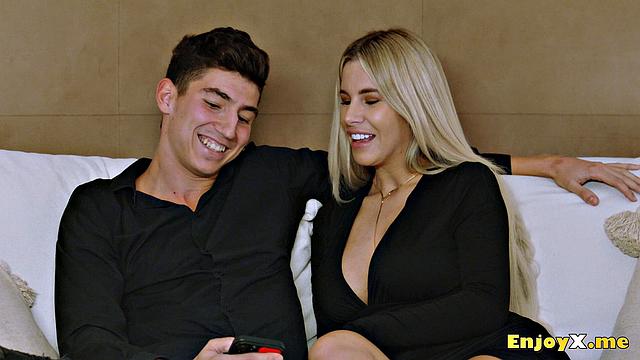 Busty blonde Ema Karter rides rock hard pecker - creampie her smoothly-shaven pussy, slut!