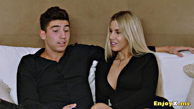 Busty blonde Ema Karter rides rock hard pecker - creampie her smoothly-shaven pussy, slut!