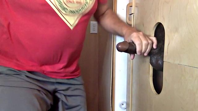 Inked Ebony Gloryhole Suck and Fuck