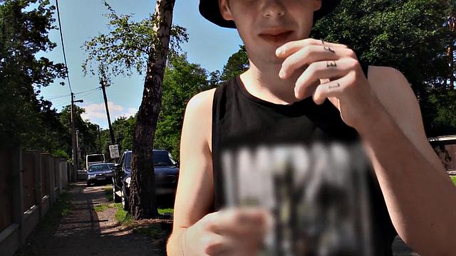 Straight stud picked up for public gay POV anal outdoors