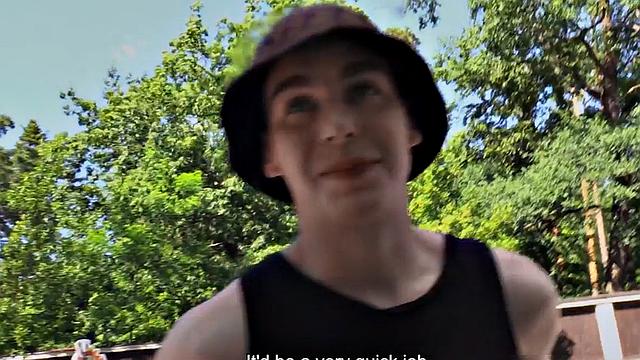 Straight stud picked up for public gay POV anal outdoors