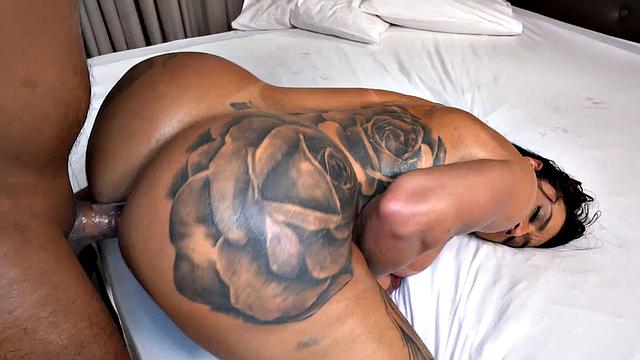 Ass fucked trans penetrated by huge cock in tight ass