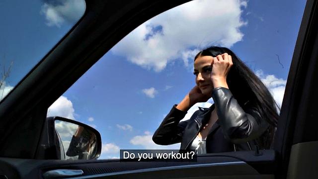 Public perfect babe picks up for fuck in car