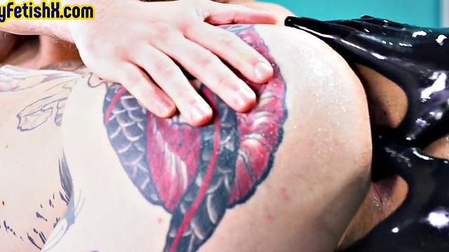 Analfisted tattooed jock in 3some by doctor