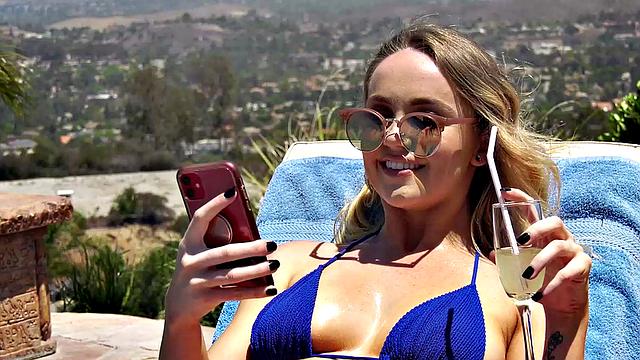 Horny Blonde Invites The Pool Man To Suck and Fuck His Big Black Cock