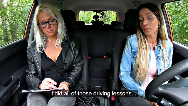 Learner licks wet pussy for license