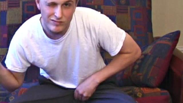 It's been a few days since Ethan busted his nut, so he gets busy right away. Soon he has a very impressive and veiny cock poking out of his boxers.