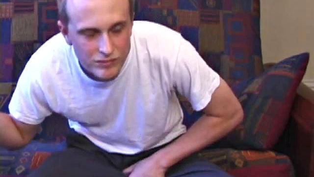 It's been a few days since Ethan busted his nut, so he gets busy right away. Soon he has a very impressive and veiny cock poking out of his boxers.