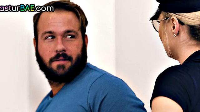 Busty police officer deepthroats lucky guy