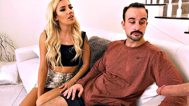 Bisexual pierced babe deepthroats and gets fucked in MMF