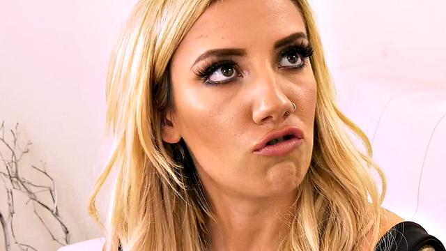 Bisexual pierced babe deepthroats and gets fucked in MMF