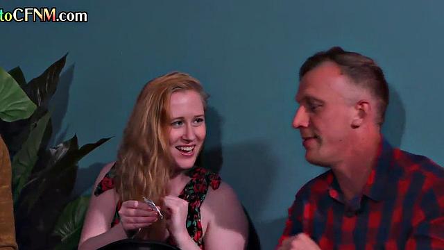 CFNM voyeurs watch babe fucked in other room