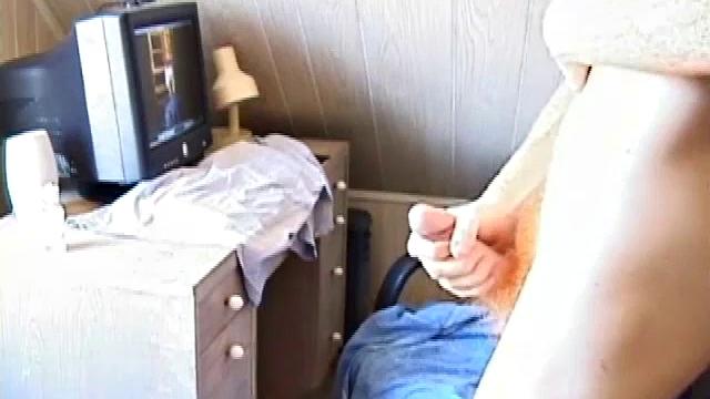 Seating naked in front of a computer, Tristian lubes up his cock and starts jerking, watching some porn. After showing us his cute little butt, and stroking himself to the edge, Tristian shoots his warm and sticky cum load onto the computer screen.